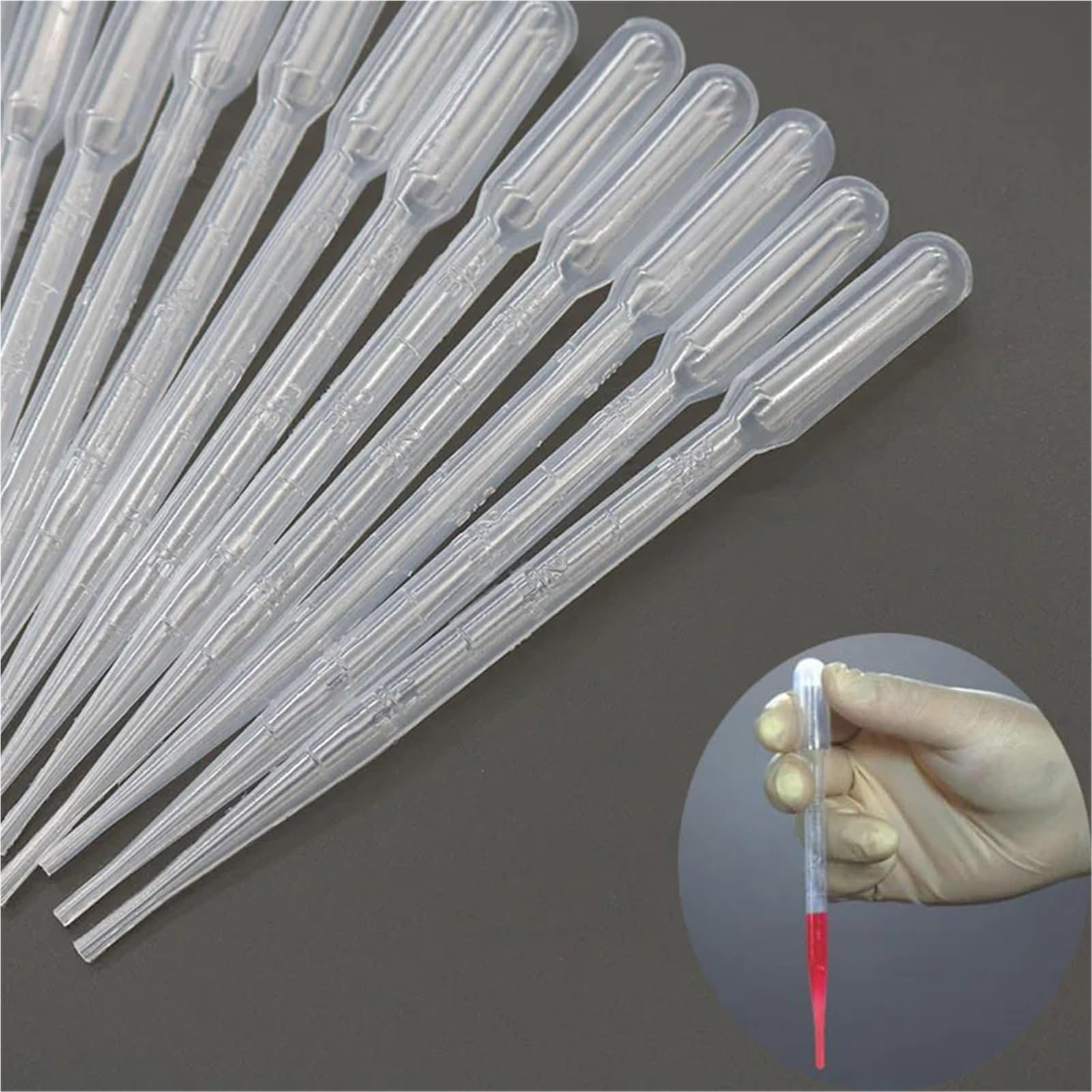 pipeta de laboratorio 1000 pipetas transparentes de plástico desechables de 10/5/3/2/1/0,5/0,2 ml, escala de pipeta.(0.5ML)