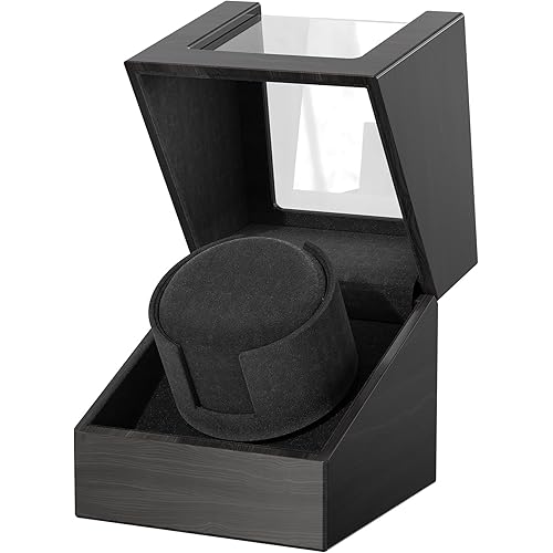 Racokky Automatic Single Watch Winder Box for Rolex and Other Watches, Ultra Quiet Japanese Motor, Self Winding Rotating Wooden Watch Case, Battery or Type-C, Premium Watch Box for Men and Women
