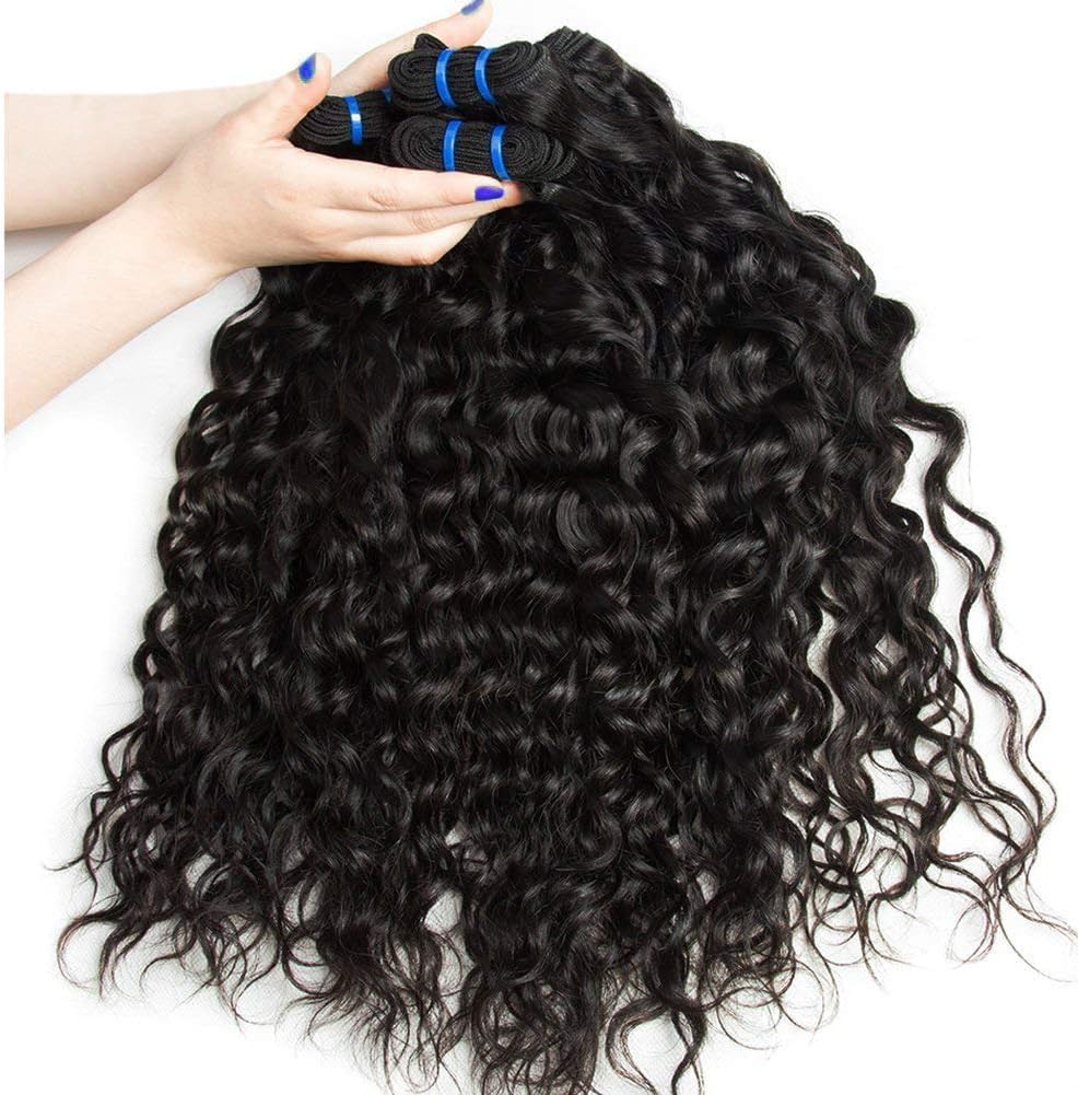 Water Wave Bundles with Closure Brazilian Virgin Wet and Wavy Hair 3 Bundles with Closure 100% Unprocessed Curly Human Hair Extensions10 12 14 +10 - Image 2