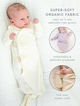 Colored Organics Unisex Newborn Organic Cotton Knotted Gown