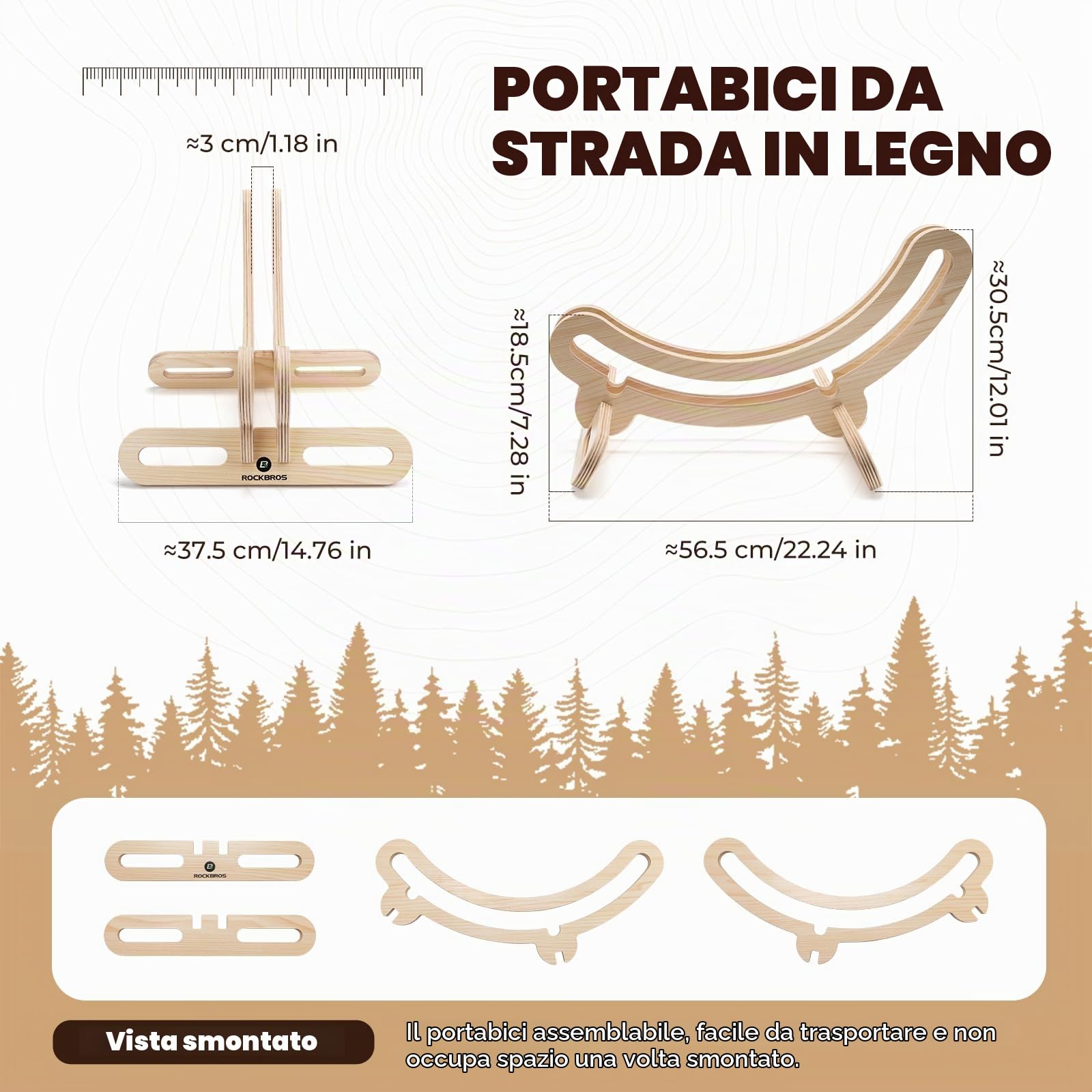ROCKBROS Parcheggio Bici, Supporto da Pavimento per Bicicletta, Rastrelliera Portabiciclette, Supporto Regolabile per Ruota, Adatto per Biciclette da Strada, Pneumatici 26-80 mm 700C