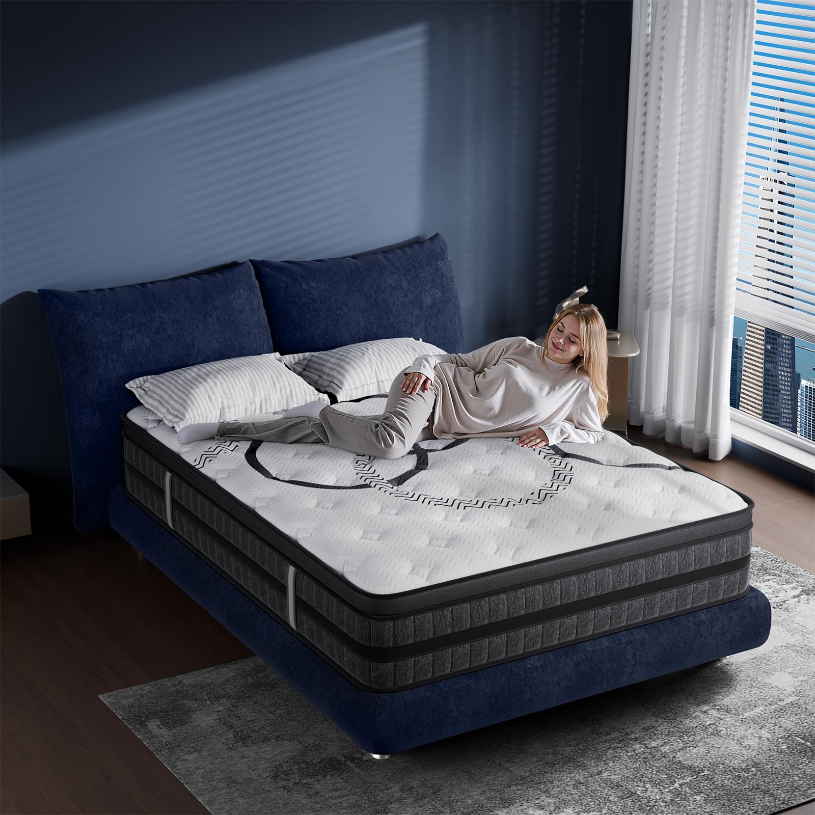 Queen Mattress 12 Inch Hybrid Queen Size Mattress in a Box Medium Firm New Version Memory Foam & Pocketed Springs Pressure Relief CertiPUR-US Certified Motion Isolation 365-Night Trial