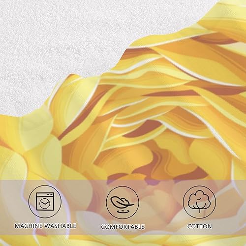 Miniatura 4 de susiyo Juego de toallas de 100 % algodón, 1 toalla de baño y 1 toalla pequeña con diseño de flores amarillas