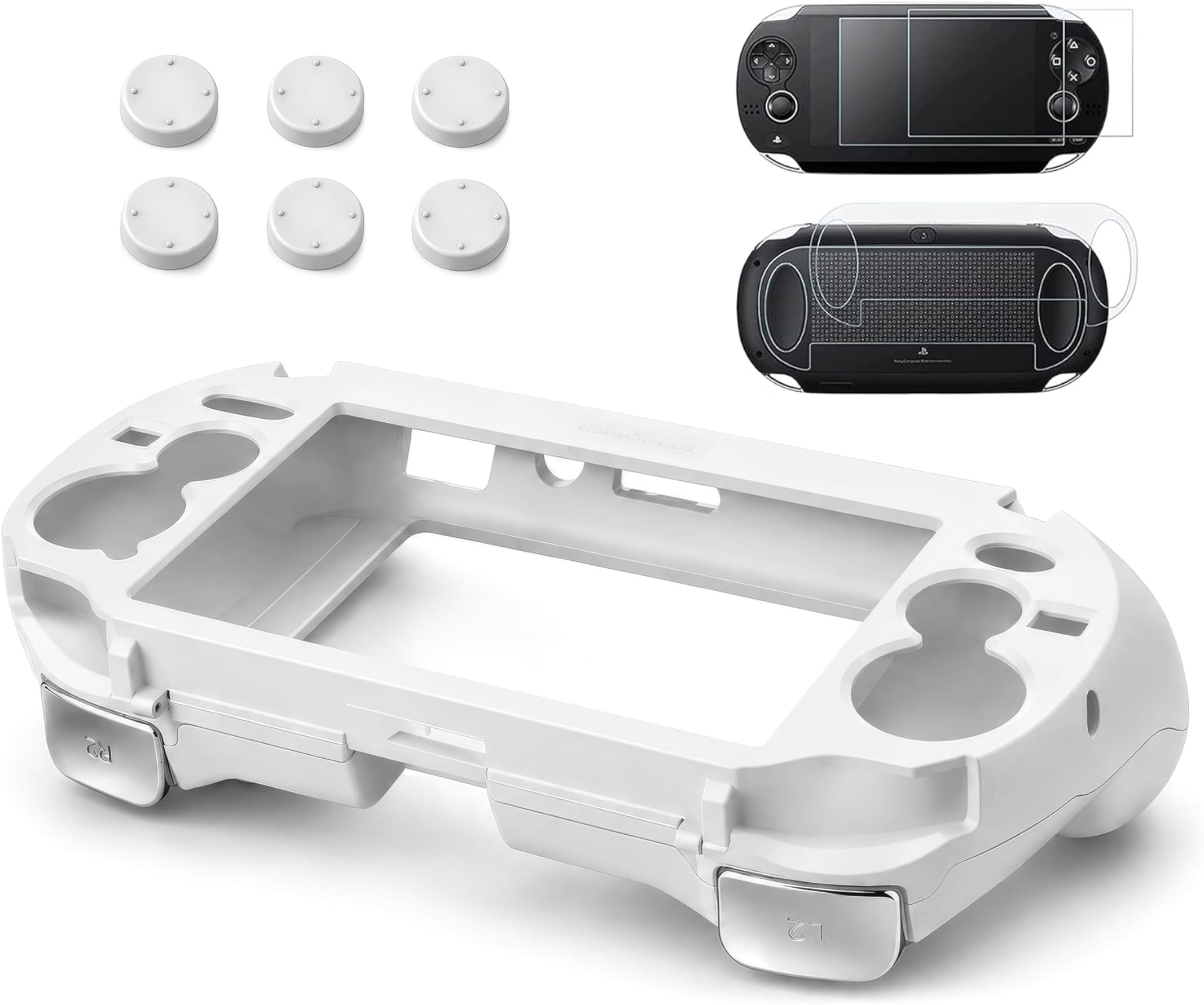 L2 R2 Trigger Hand Grip Shell Controller Protective Case for Playstation PS Vita 1000 (White)