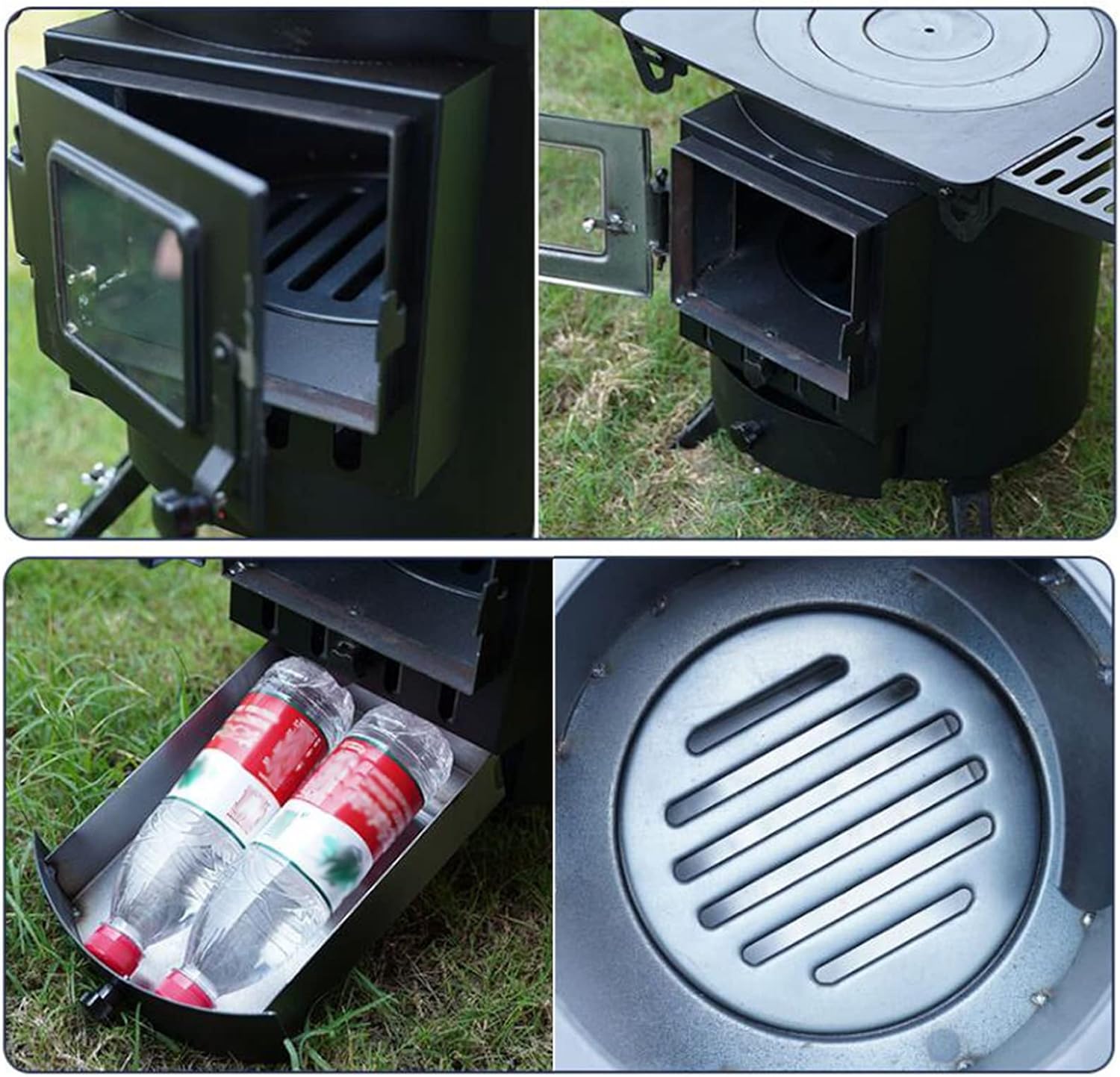 Round Wood Stove Chimney kit Black, Portable Mobile Wood Burning Camping Stove Heater, for Outdoor Tent Travel Picnic BBQ, Home Heating Cooking (Color : A)