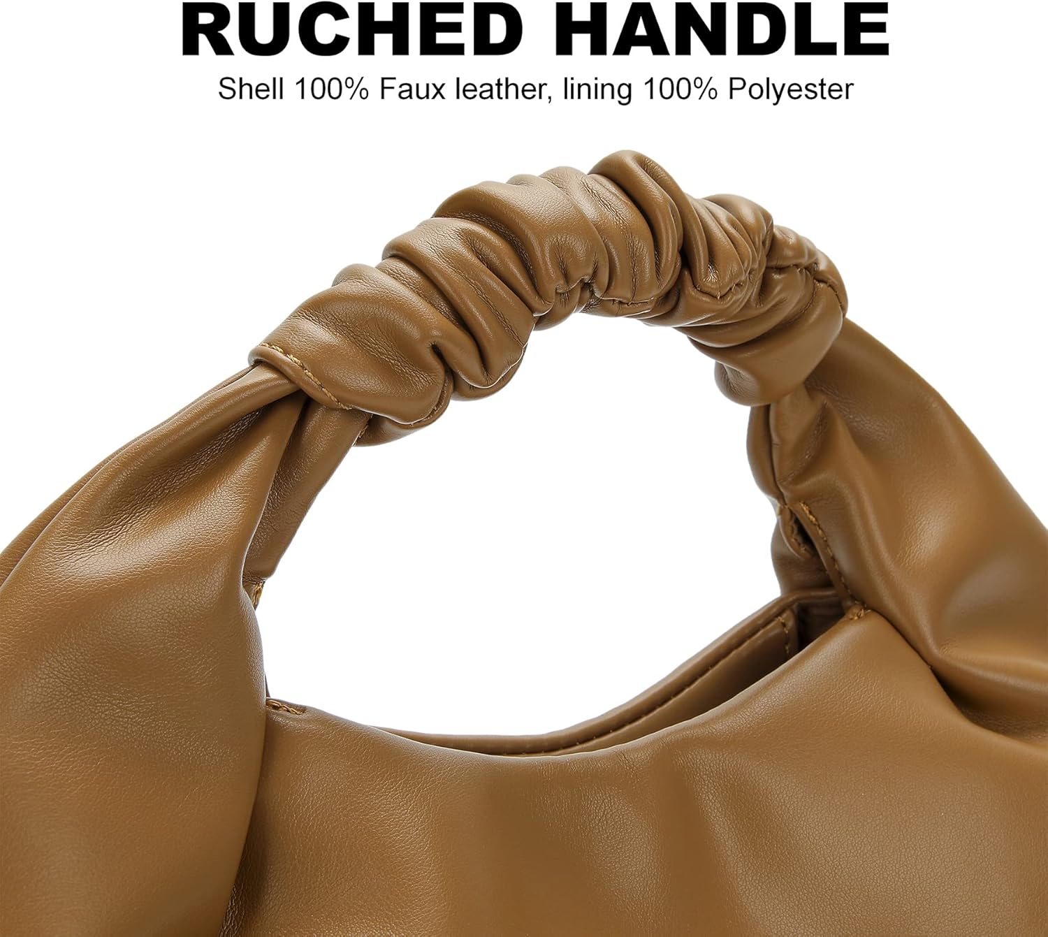 Chic Top Handle Bag for Women Small Ruched Hobo Handbag Soft Faux Leather Tote Bags Purse - Image 6