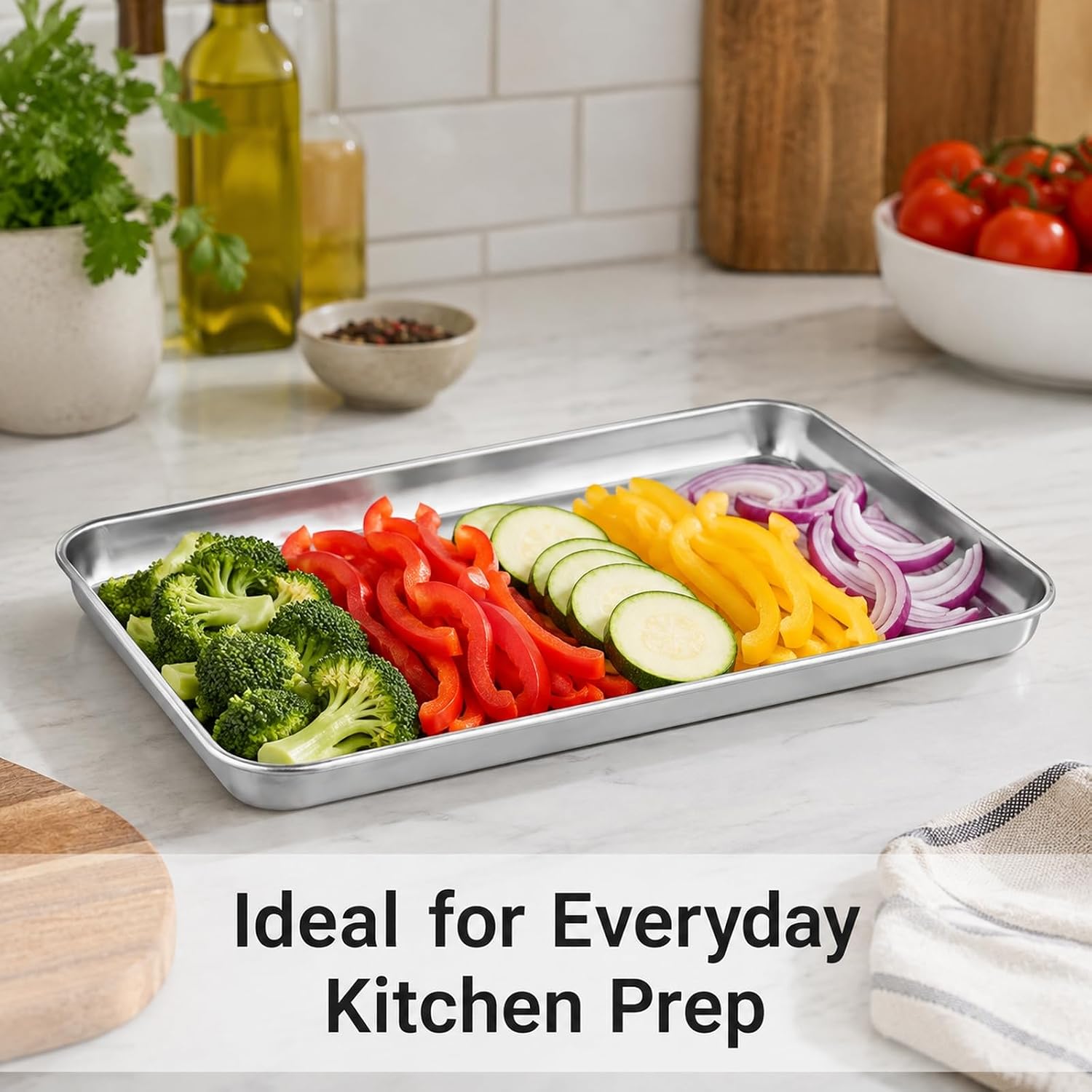 Acrux7 Quarter Sheet Pan Set of 8, Stainless Steel Baking Trays