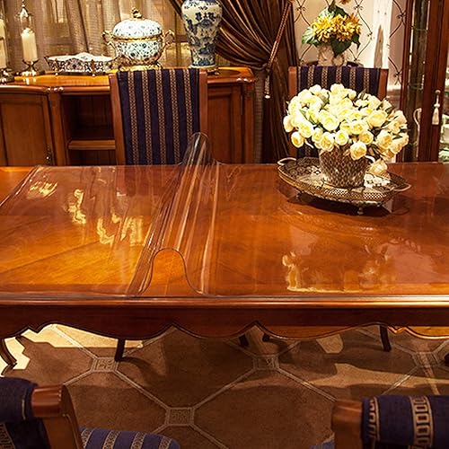 Miniatura 2 de Protector de mesa transparente de PVC de vidrio suave de 0.079 pulgadas, transparente, impermeable, lavable, para bar, hotel, cocina, picnic (31.5 x