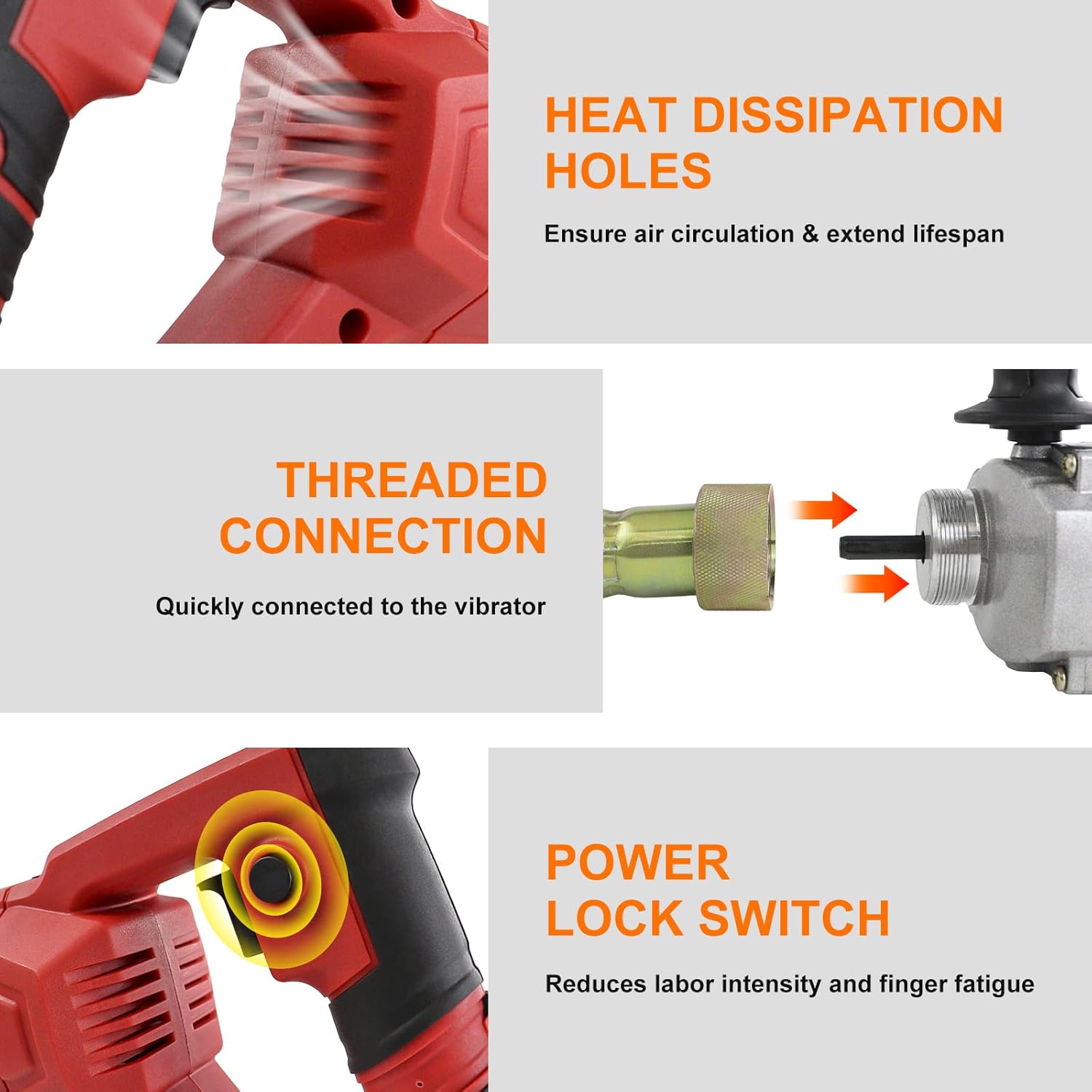 Electric Concrete Vibrator 1800W 110V, Handheld Concrete Vibrator, 5500RPM, Electric Concrete Vibrating Tool With 6.6ft Shaft Rod, Portable Pencil Cement Vibrator Remove Air Bubble and Mix Concrete