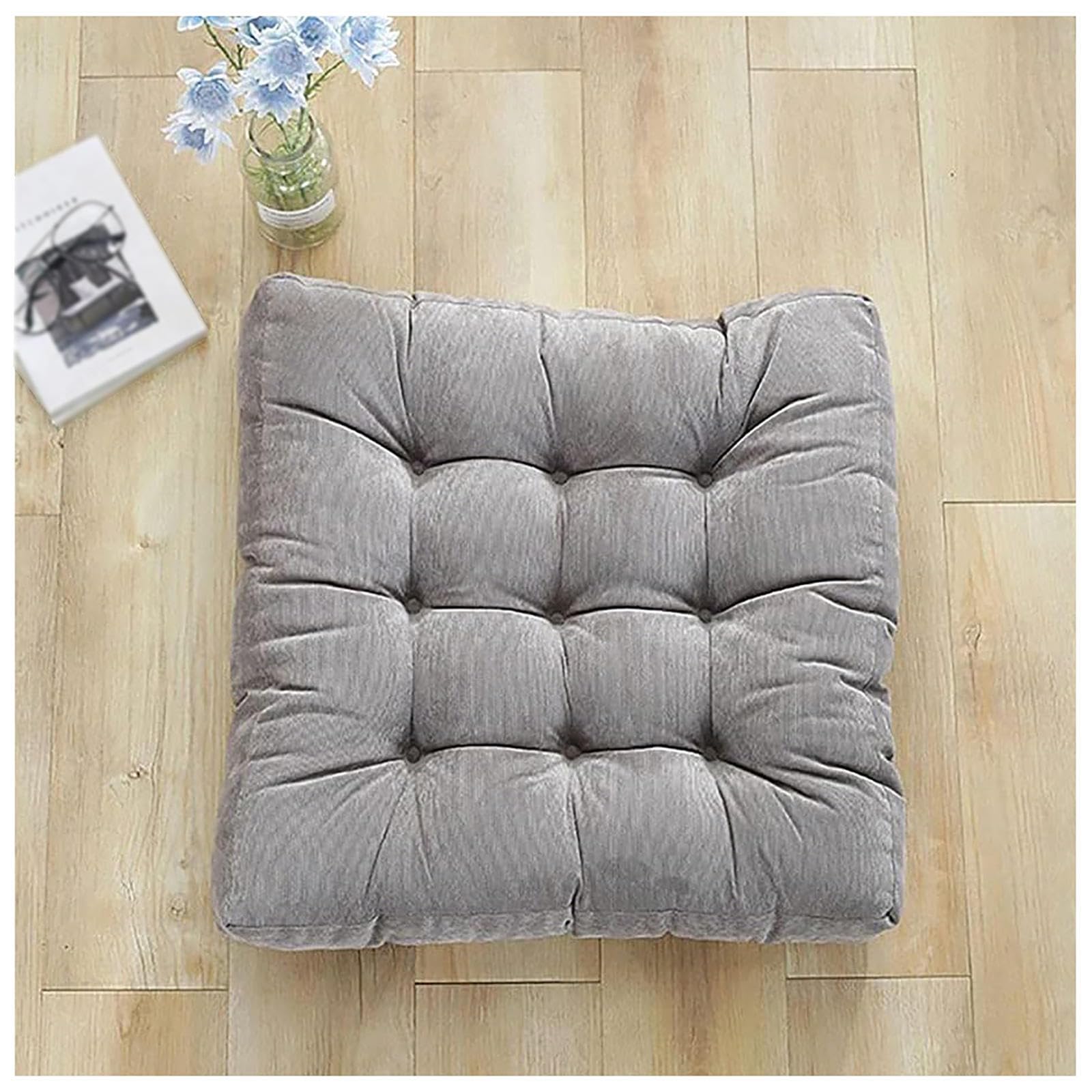 RRRYYYZZ Dining Chair Cushions Seat Cushion 22 * 22 * 4in Corduroy Fabric Yoga Cushions for Sitting on Floor for Yoga Living Room Outdoor,Grey