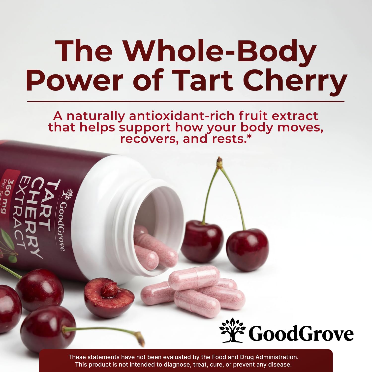 Montmorency Tart Cherry Capsules - Cold Pressed Tart Cherry Extract, 360mg Per Serving - Joint & Uric Acid Support - Vegan, Non-GMO, Gluten Free - 60 Count — Amazon image 2