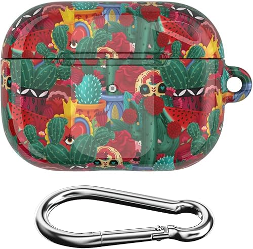 Miniatura 3 de Funda compatible con Airpods Pro y Pro 2 Airpods 3-2-1 Gen con estampado de calavera con clip de bloqueo de Día de los Muertos, cubierta mexicana