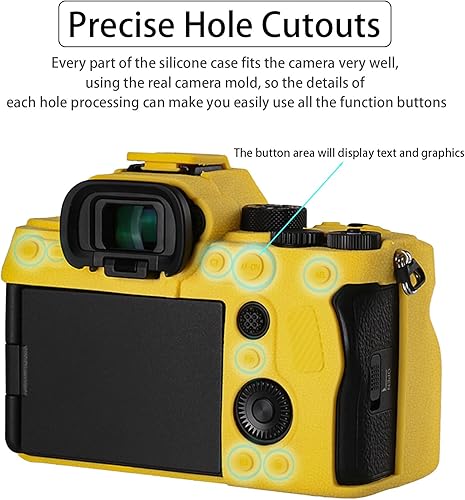 Miniatura 2 de Easy Hood A7RV - Funda para cámara antiarañazos, delgada, de goma de silicona suave, compatible con cámara Sony Alpha 7R V A7RV 7RM5 DSLR (amarillo)