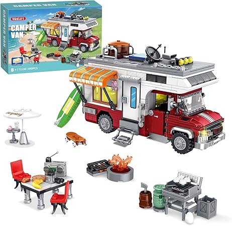 Nintendo Switch 2: Eine vielversprechende Neuheit angekündigt 8 71vvmyENhKL. AC SY450 City Camper Van Building Set, 880 Piece Lighting RV Model Building Toy Set, Summer Beach Vacation Camper Building kit,Christmas Birthday Gift for Adults and Kids 6+