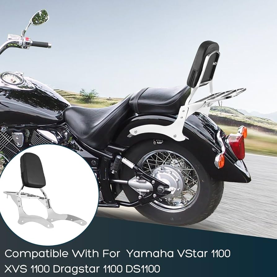 DSISIMO Chrome Passenger Backrest Motorcycle Sissy Bar With Luggage Rack Backrest Pad