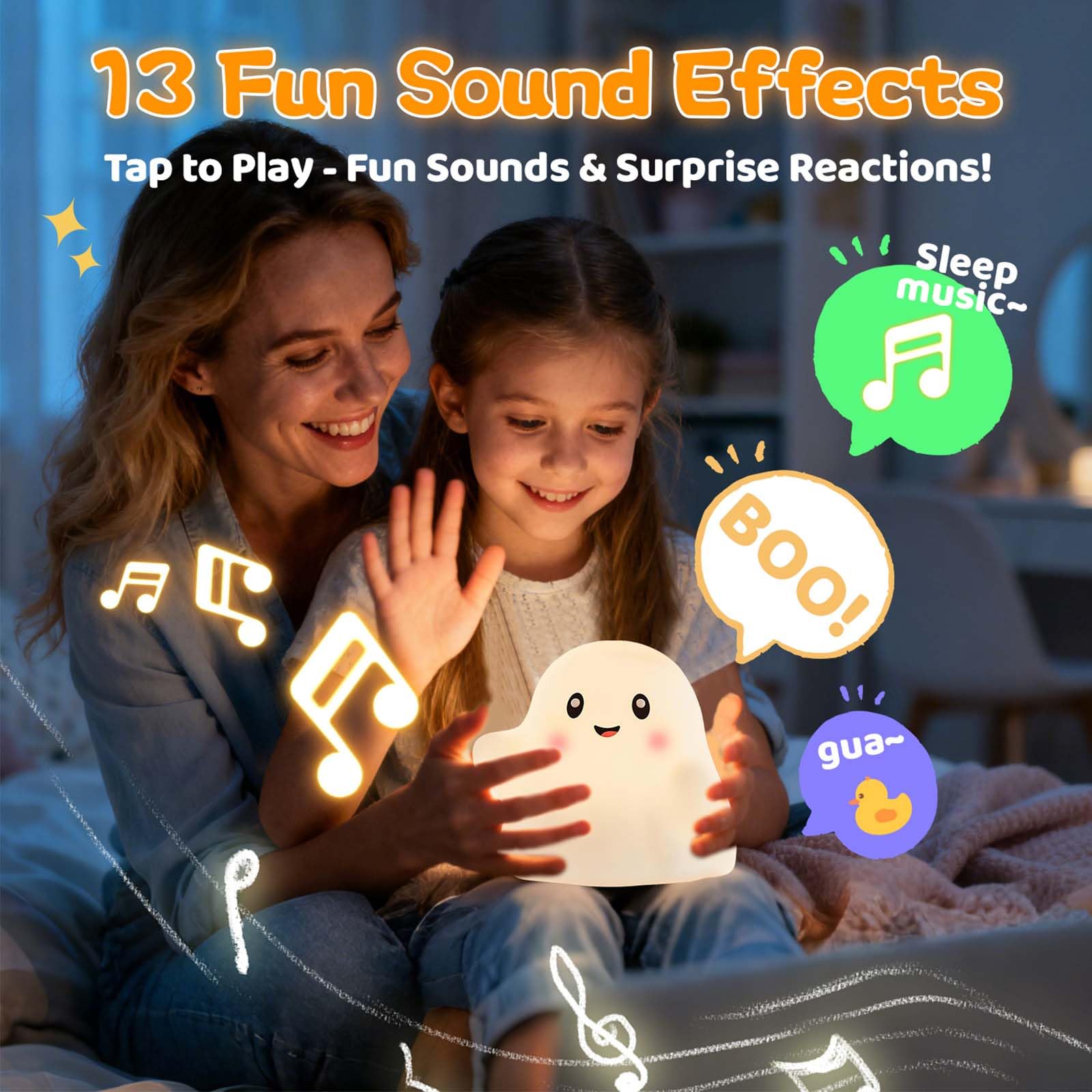 magimagi Halloween Ghost Night Light, Halloween Decorations, 13 Fun Sounds, 30-Min Timer - Image 3