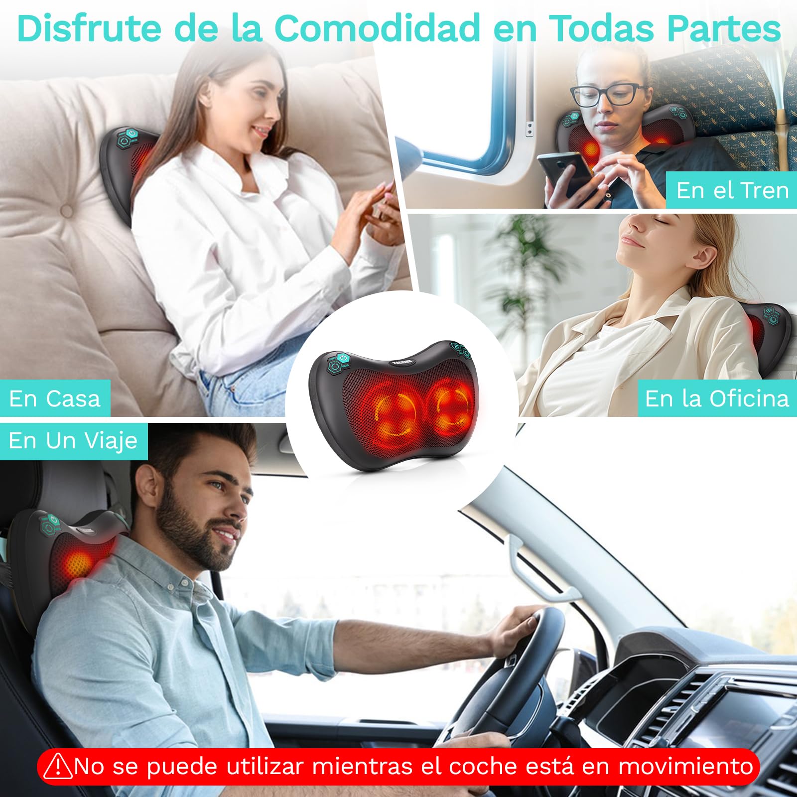 TAKRINK Masajeador Shiatsu para Espalda con 8 Nudos y 3 Niveles de Velocidad Rotación en Ambas Direcciones Ideal para Cuello y Cervical Regalo para Hombre y Mujer