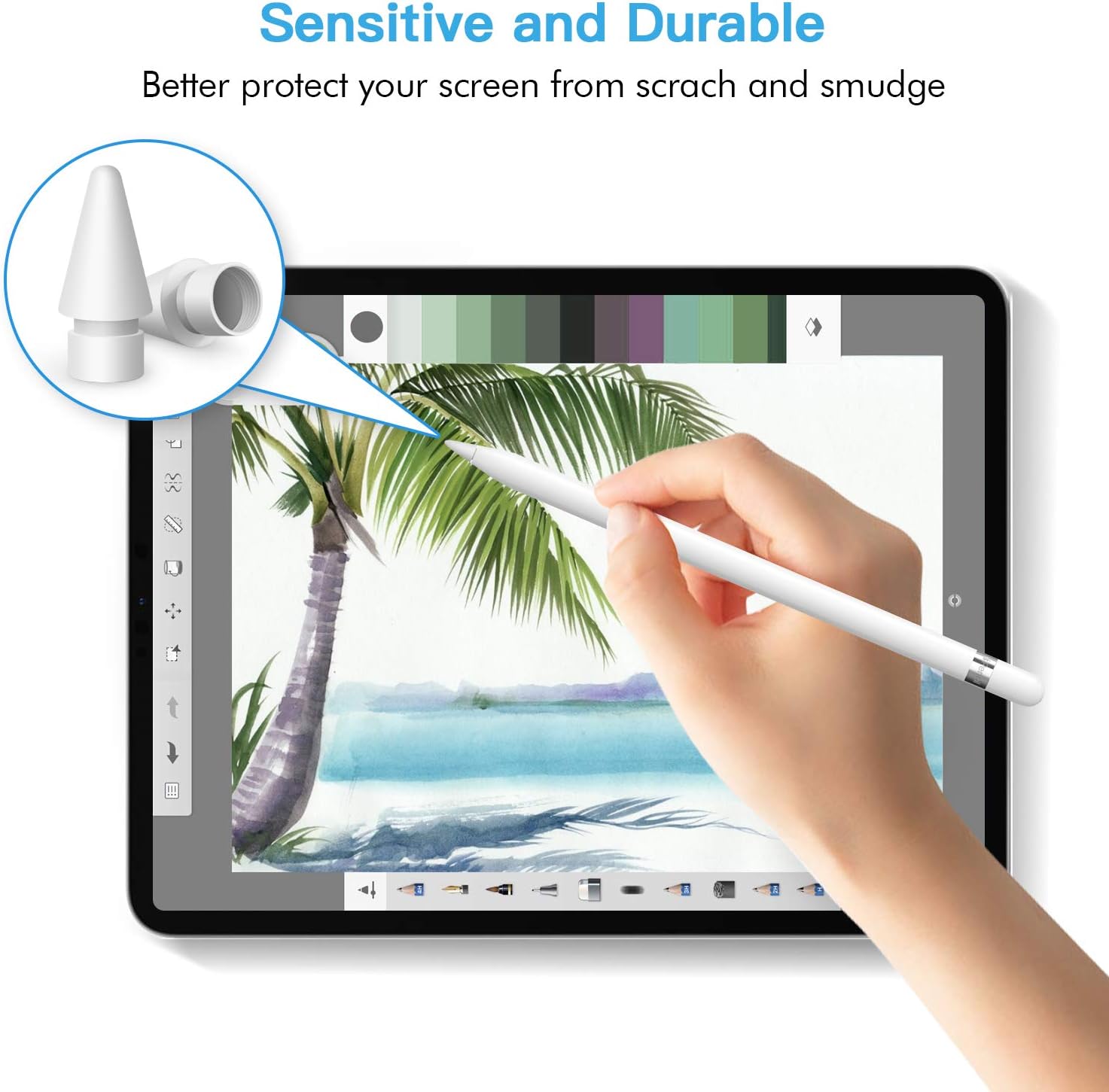 Mixoo Replacement Tips for Apple Pencil 4 Pack - High Sensitivity Apple Pencil Nibs Compatible with Apple Pencil 1st & 2nd Generation - White