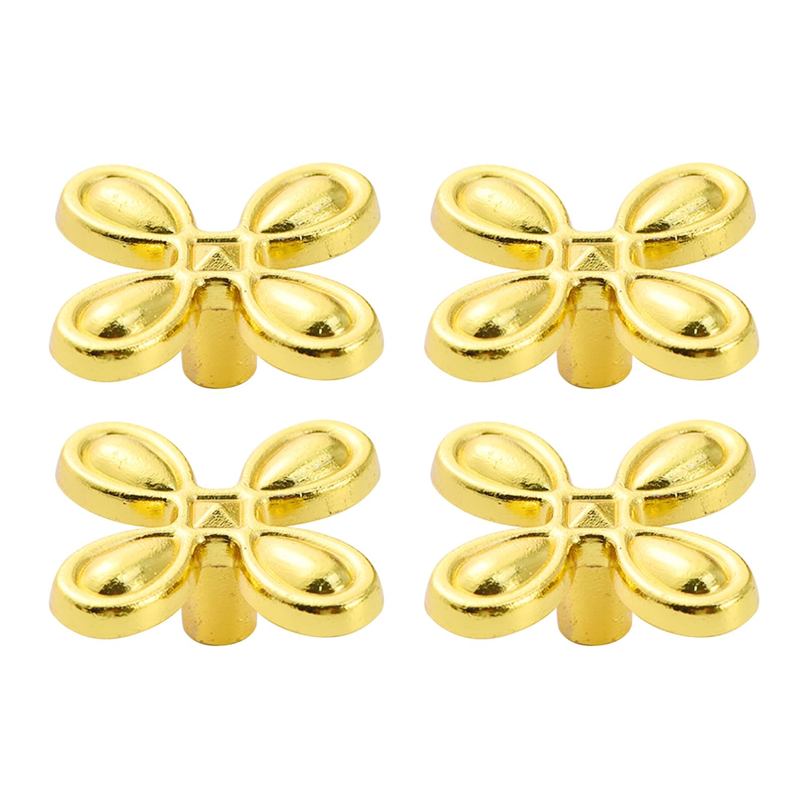 Fexxkg Gold 4Lots Brasses Clovers Cabinet Handle Zincs Alloys Rustproof Pull For Vintage Furniture Kitchen Bathroom Hardwares Ergonomic Clovers Cabinet Handle