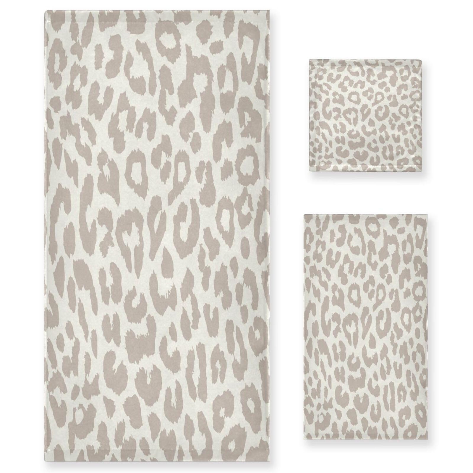 YETTASBIN Leopard Towel Set of 3, Highly Absorbent Soft Towels with Bath Towel, Hand Towel and Washcloth for Bathroom Hotel Gym Spa