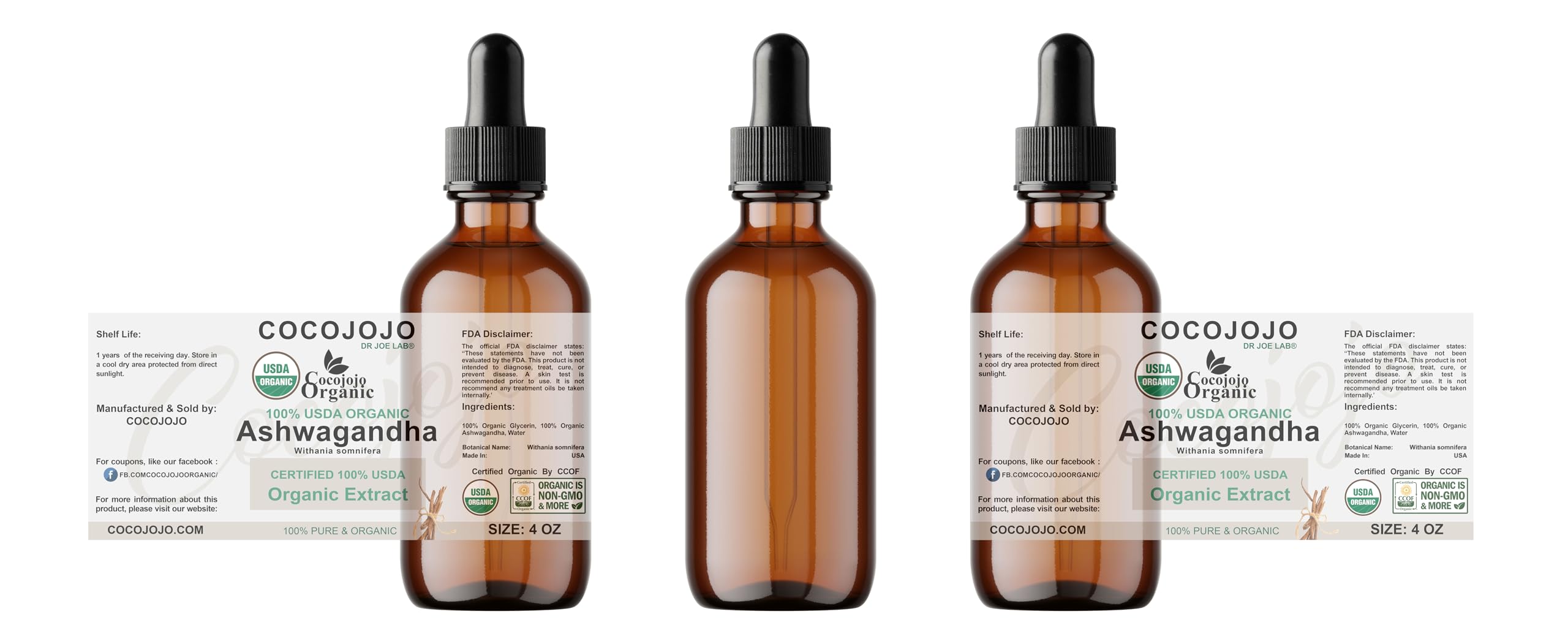 Dr Joe Lab Ashwagandha Extract Organic For Skincare and Haircare – Rejuvenating, Soothing, and Relaxing – Nourishing and Moisturizing – Pure Ashwagandha Extract Drops - Packaging May Vary. (4 OZ)