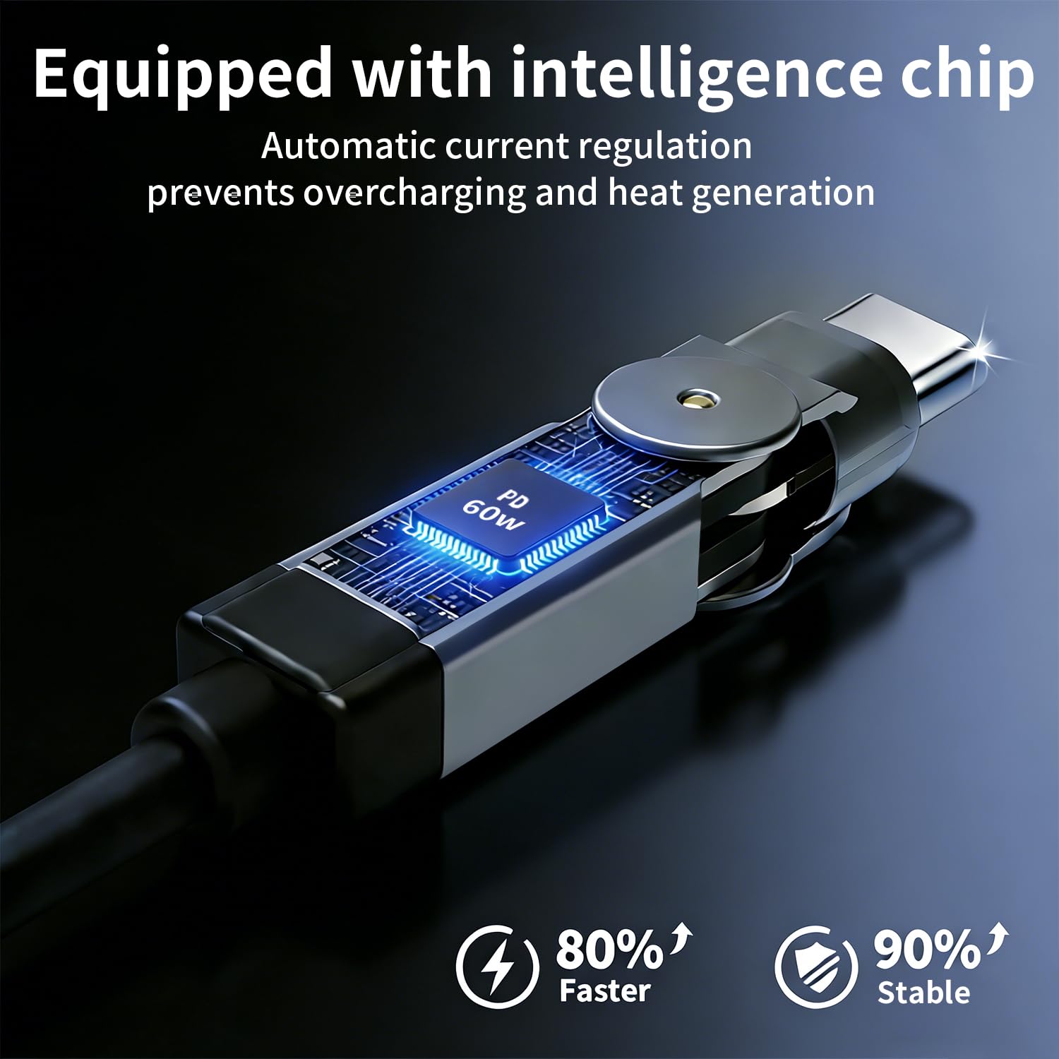 Cavo da USB C a USB C, rotazione a 180°, tipo C, 60 W, cavo di ricarica rapida per iPhone serie 17/16/15, Galaxy S23/S24, Pixel, laptop, MacBook, Switch, all'aperto, viaggi (2 m, nero)