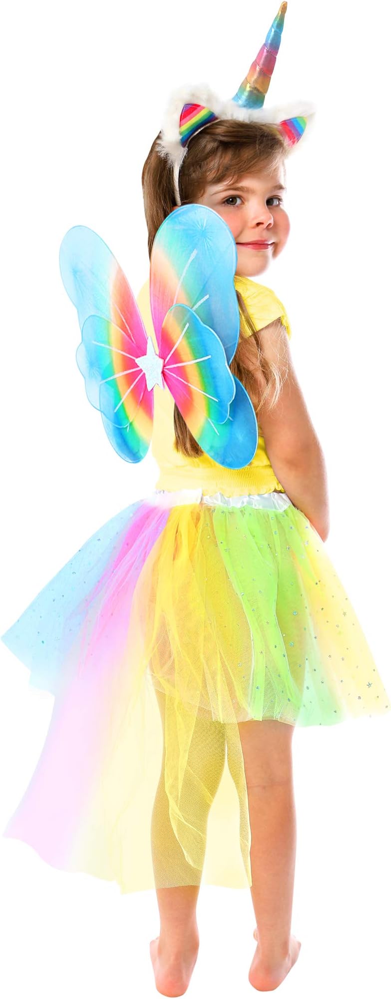 GirlZone Unicorn Outfit for Girls, Fairy Wings Dress Up Set, Great Gift For Girls