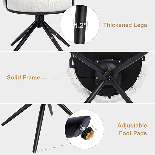 Miniatura 4 de BFZ Juego de 2 sillas de comedor de terciopelo, sillas de comedor tapizadas giratorias con respaldo copetudo, sillas de cocina modernas, sillas