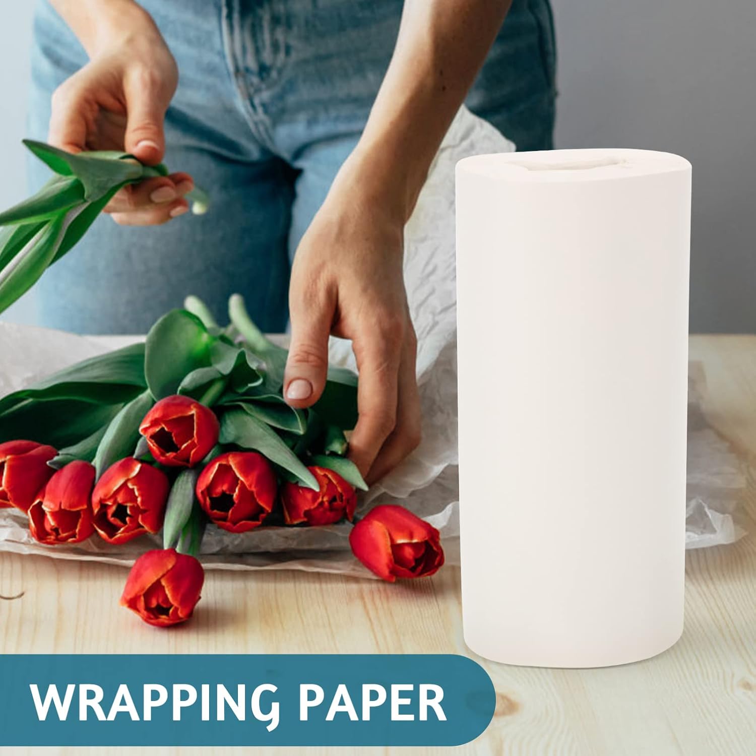EXCEART 1roll Solid White Wrapping Paper Roll for DIY Arts Crafts Shoe Packing Wrapping and Packaging Durable Tissue Paper for Easy Cutting and Convenient Use