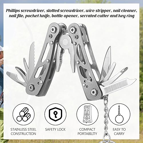 Miniatura 4 de Lasnten 24 alicates pequeños multiherramienta de regalo para hombres, de acero inoxidable, mini alicates plegables, abrebotellas, destornillador