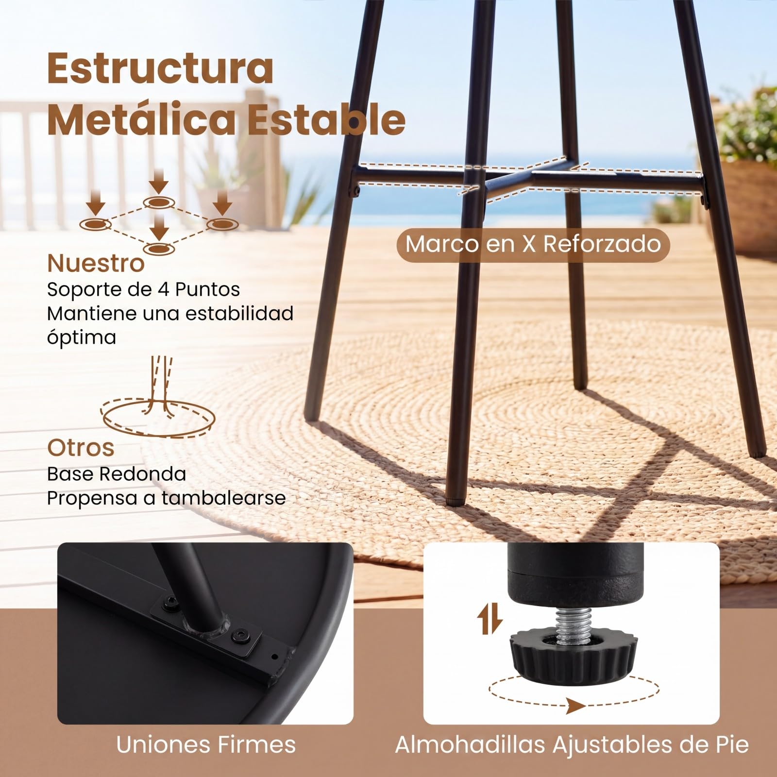 COSTWAY Mesa de Bar Alta Exterior, 55,5 x 93 cm, Mesa Alta Redonda con Reposapiés en Forma de X, Estructura de Metal, Interior y Exterior Terraza Patio, Negro