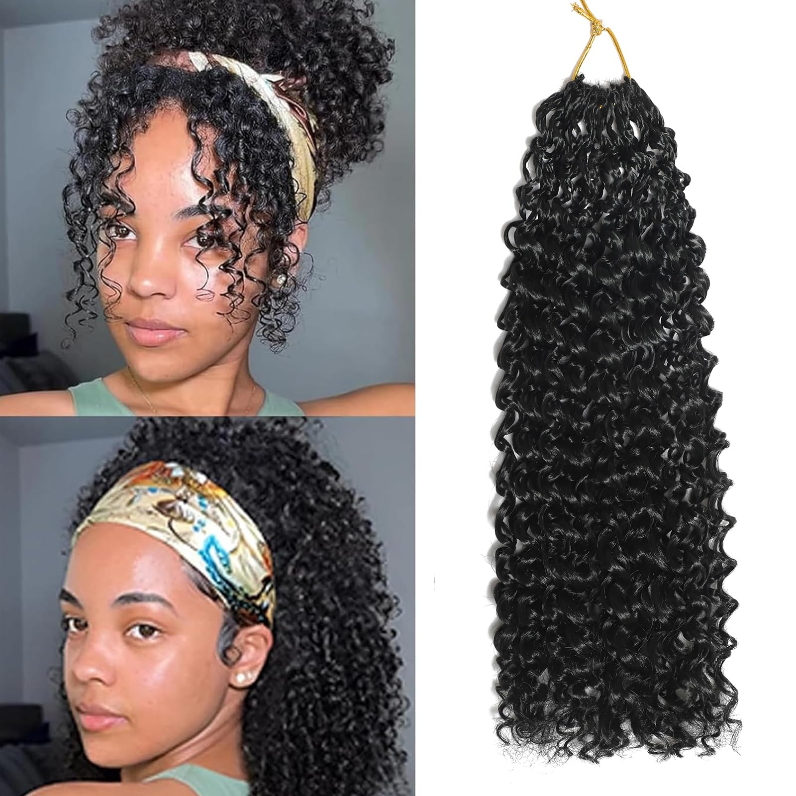 FLWAI Pre Looped Micro Kinky Curly Crochet Hair for Mini Passion Twist 8 Packs 12 Inch Kinky Twist Synthetic Wavy Curly Crochet Hair Extensions for Black Women (1B