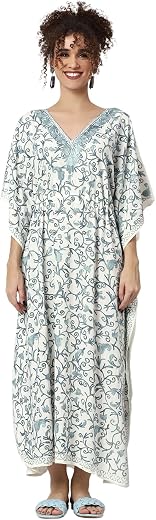 CRAFTBAZAR Kashmiri Full Embroidered Work Rayon Kaftan (Free Size)