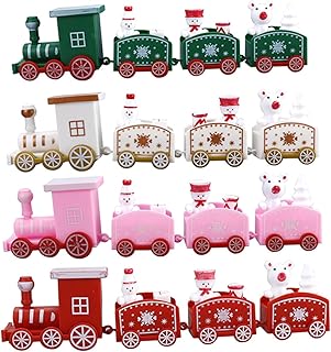 Toyvian 4 Peças Conjunto De Presente De Enfeite De Trem Pequeno Brinquedos Em Miniatura Trem De Natal Enfeite De Trem De Natal Empurrar E Puxar Trem De Brinquedo De Natal Trem De Presente