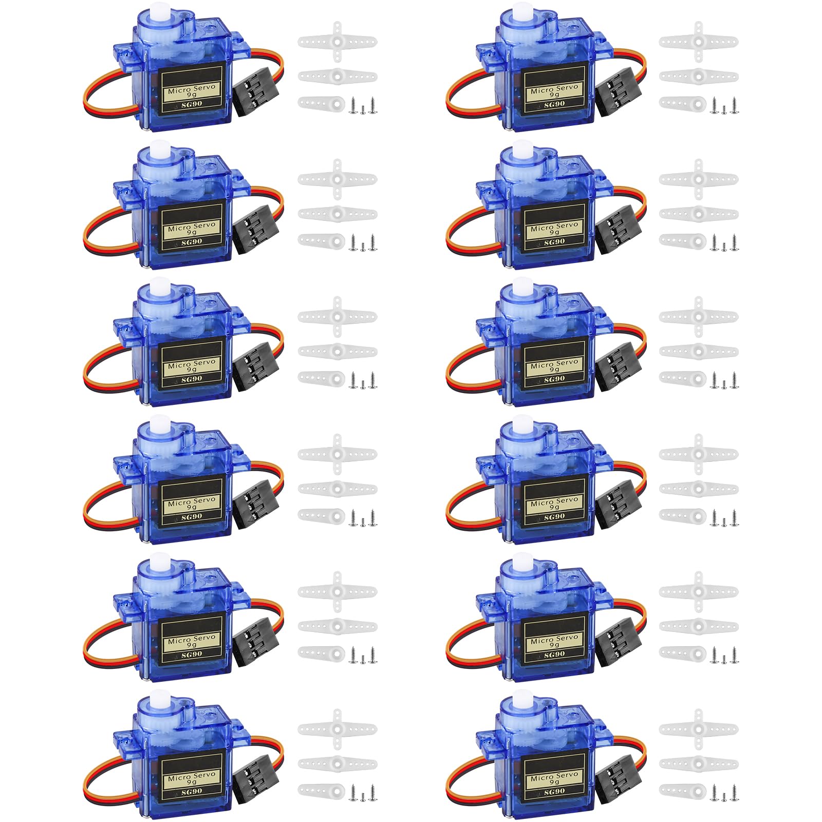 Vaileal 12 unidades 9G Micro Servo Motor: Micro Servo Motor 9G para RC Robot Arm/Mano/Caminar Helicóptero Barco Avión Helicóptero Coche Modelos de Vehículo Control con Cable Mini Servos Arduino