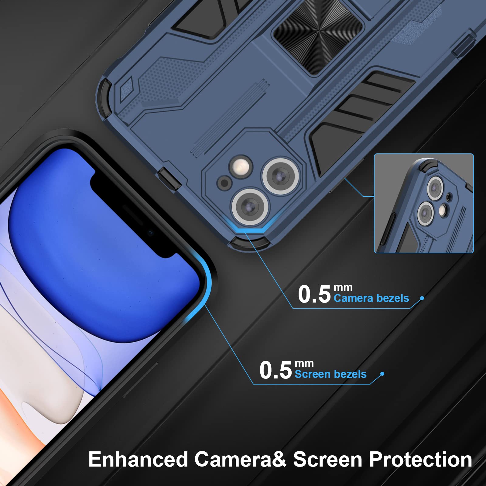 Funda para Xiaomi Redmi Note 15 Pro 5G, Carcasa Antigolpes con Soporte anular metálico, Case Protectora de Grado Militar, Azul — view 103
