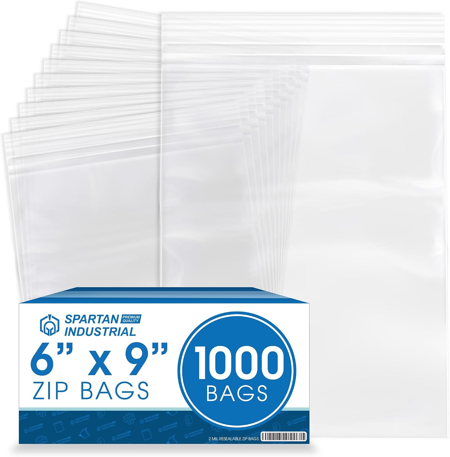 Spartan Industrial - 4” X 6” (1000 Count) 2 Mil Clear Reclosable Zip Plastic Poly Bags with Resealable Lock Seal Zipper