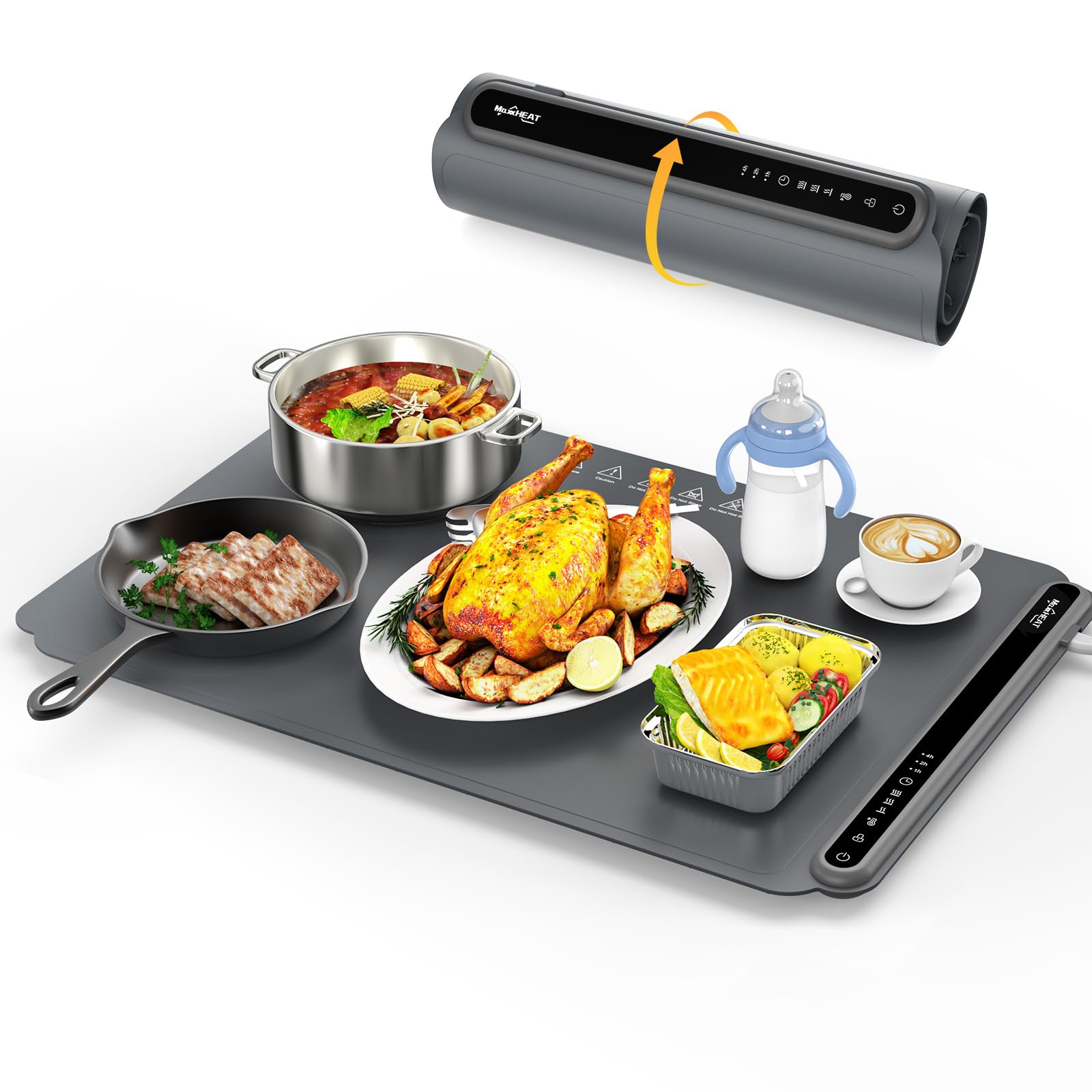 Plateau chauffant électrique buffet pliable avec minuterie 4h et 3 températures