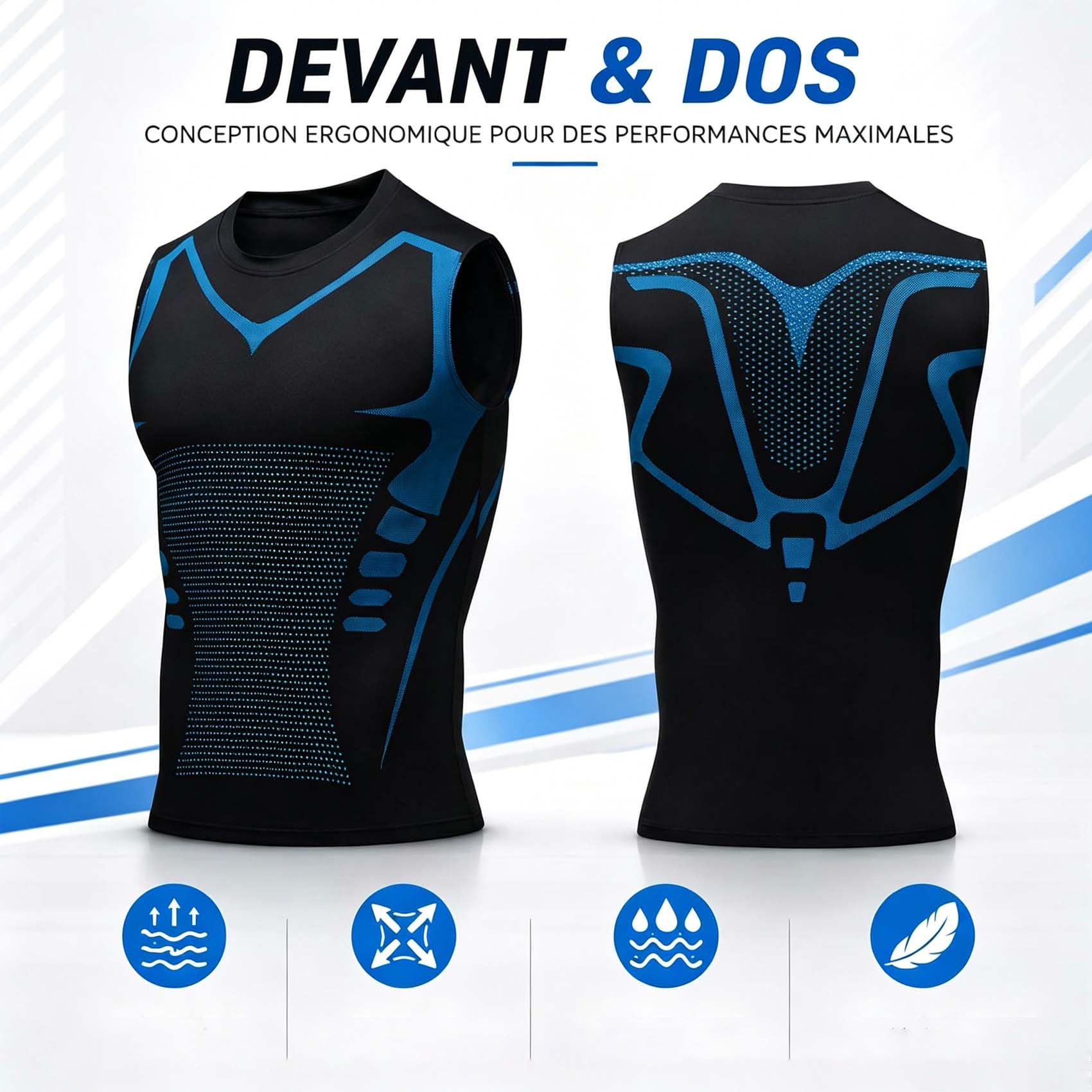Lumoria Tshirt Ventre Plat, Lumoria Tee Shirt Gainant Homme Ventre Plat, Shape Power Homme, Tissu Soie Glace Respirant