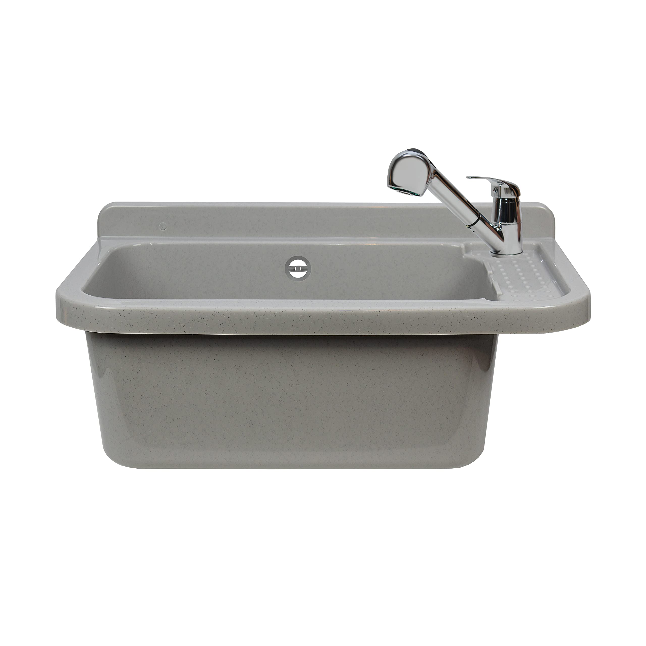 Lavabo con caño de 50 cm x 34 cm x 21 cm, para fregadero comercial, lavadero o jardín, dispensador de jabón Atut incluye granito de drenaje (grifo con grifo)