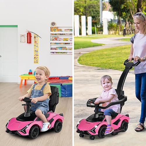 Miniatura 9 de INFANS Lamborghini - Cochecito de bebé 3 en 1, auto deslizante con licencia para caminar con mango de control parental, música, faro, almacenamiento