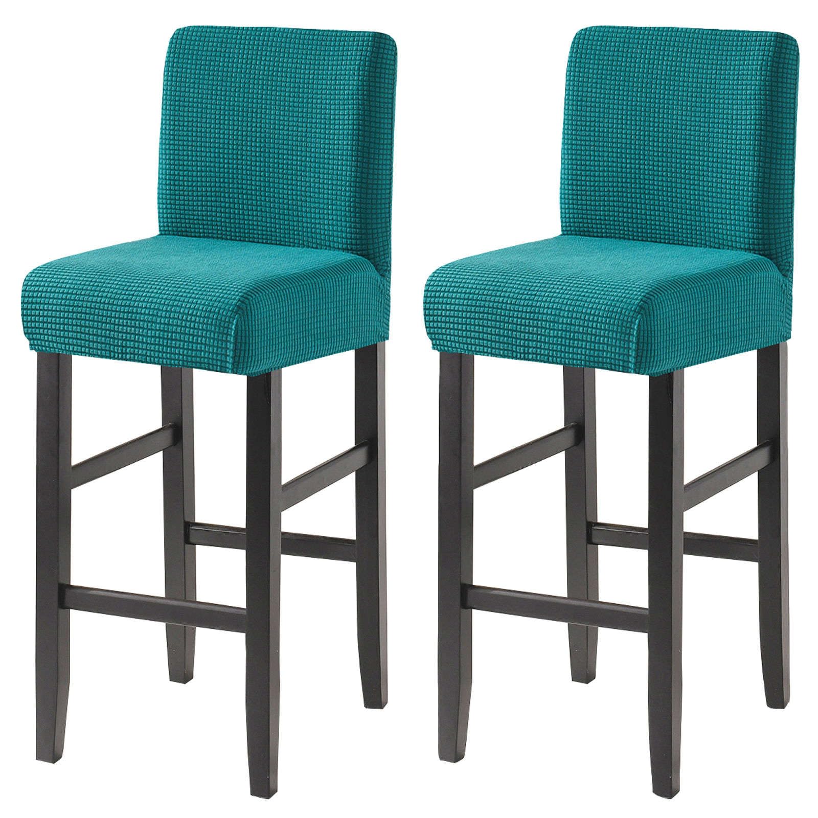 JHLD Bar Stool Covers, Plaid Furniture Chair Seat Cover Stretch Barstool Slipcover Dining Chair Covers Machine Washable for Living Room-Teal-Set of 2