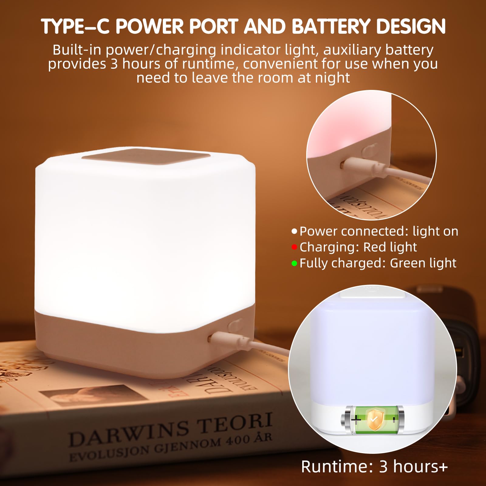 Touch Lamp for Nightstand Speech Control Bedside Lamp Touch Control for Bedrooms Smart Rechargeable Night Light Eye Caring — view 6