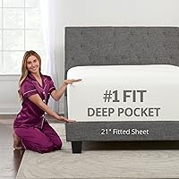 Vista 55 de DeaLuxe Kids Twin Deep Pocket Fitted Sheet - White - Microfiber - 16' Deep - Twin Size 39' x 75' - Perfect Fit for 14'-18' Mattresses