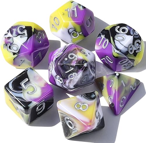 Miniatura 152 de CiaraQ DND - Juego de dados poliédricos para juegos de rol de Dungeons and Dragons RPG MTG, con 1 bolsa de dados (rosa + amarillo) Rosa +