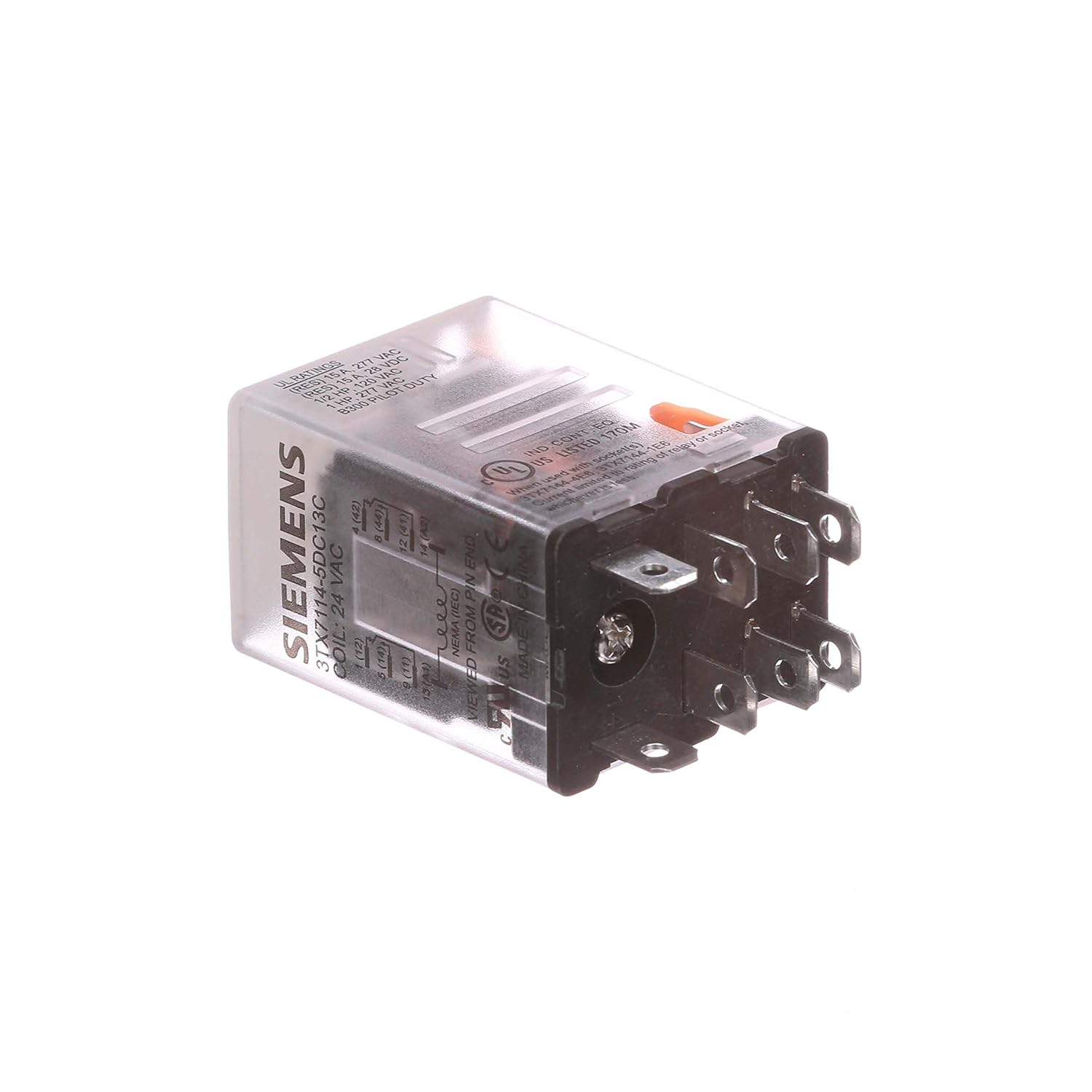 Basic Plug in Relay, Square Base, Narrow, Mechanical Flag, DPDT Contacts, 20A Contact Rating, 24VAC Coil Voltage