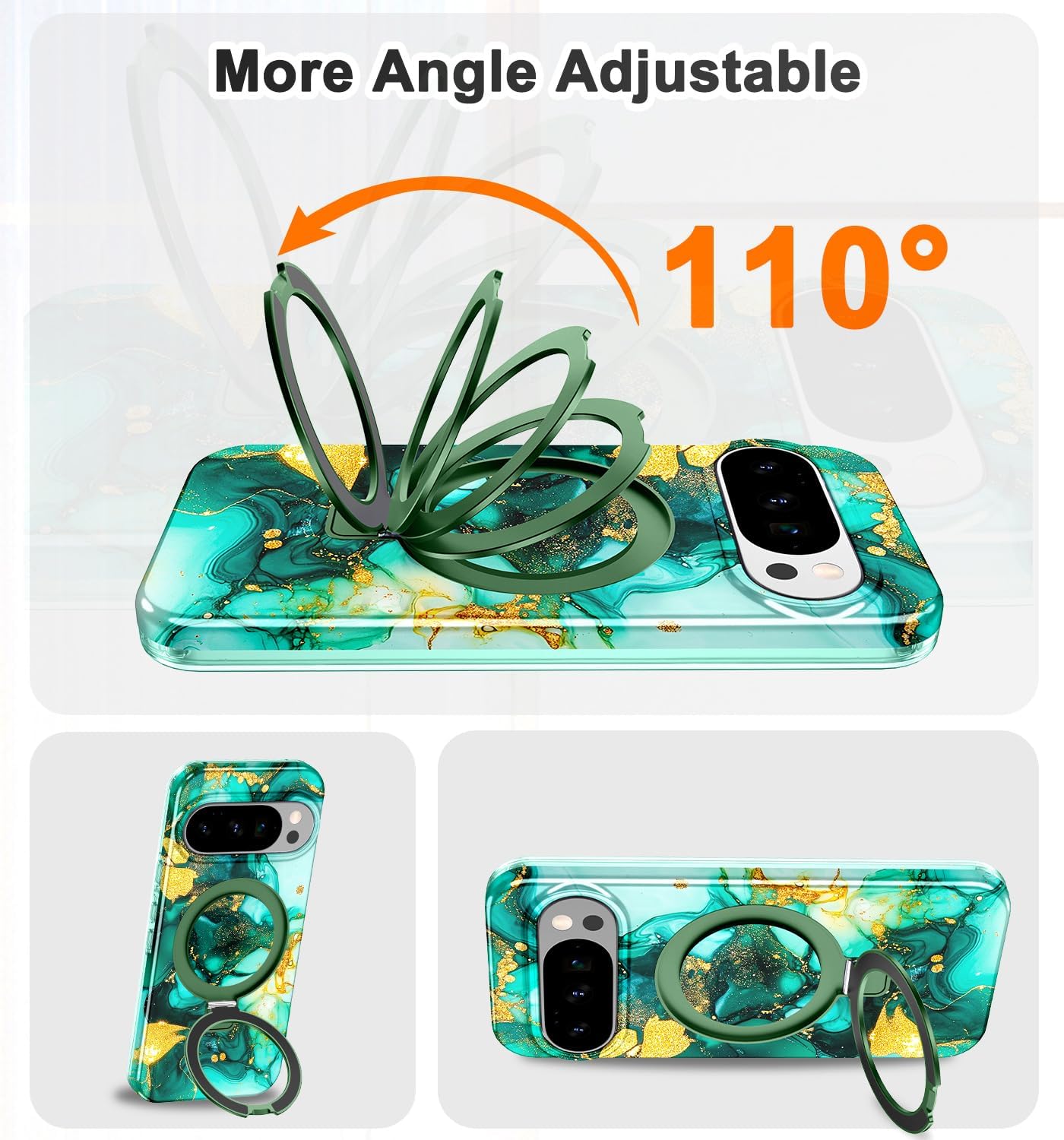 for Google Pixel 10/Pixel 10 Pro Case, [Magnetic Invisible Stand] [Compatible with MagSafe] [Military Grade Drop Protection] Slim Frosted Translucent Back Shockproof Protective Cover, Green