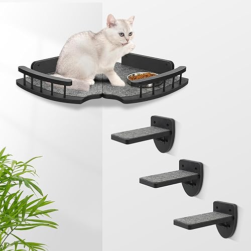 Miniatura 2 de Hamaca para gatos, estantes de pared para gatos, 2 muebles de pared para gatos y 3 escalones de pared para gatos, estantes y perchas para pared,