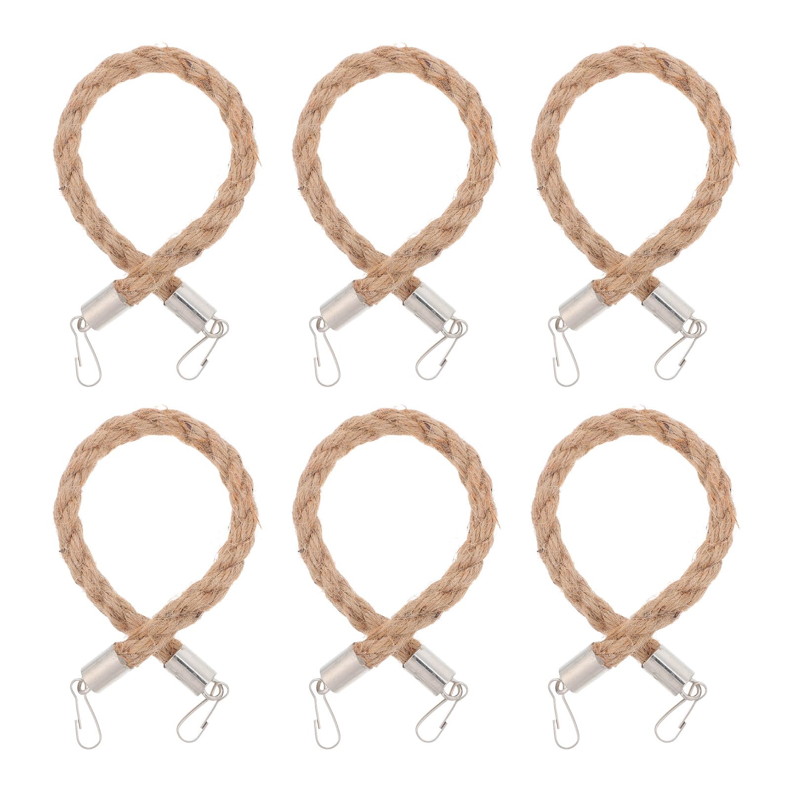 6Pcs Burlap Rope Handles for Mason Jars 8Mm X 28Cm Wide Mouth Jar Wire Handles with Hanging Hooks for Home Decoration and Picnic Food Transport