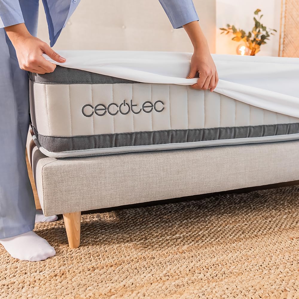 Cecotec Protector Colchón 90x200 cm Flow ProtectMattress 1000. Cubre Colchón 90, Termorreguladora Natural Tencel, Transpirable, Hipoalergénico, Colchones hasta 30 cm, Oeko-Tex, Fabricado en España